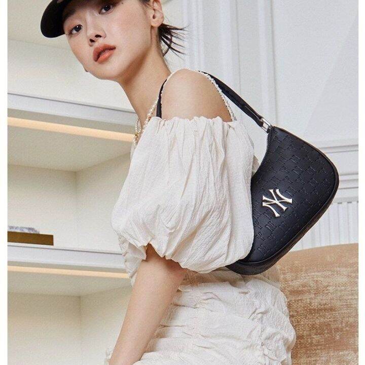 mlb-official-ny-ml-new-underarm-bag-high-quality-casual-all-match-ladies-portable-shoulder-bag-22-metal-embossed-ny-full-standard-trendy-bag