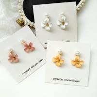 Simple Yellow White Pearl Flower Dangle Earrings New Korean Girl Women Jewelry Drop Earrings