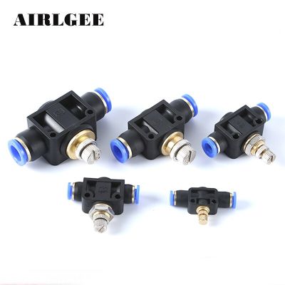 QDLJ-Pneumatic 2way Air Flow Speed Controller 4mm 6mm 8mm 10mm 12mm Od Tube Adjustable Quick Union Fittings Throttle Valve