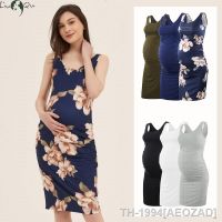 ¤™ Liu qu feminino maternidade sem mangas vestidos de tanque casual lado ruching bodycon vestido gravidez para uso diário ou chá bebê