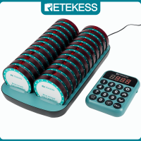 RETEKESS TD168 ร้านอาหาร Buzzer เพจเจอร์, ระบบเพจเจอร์แขก, สัญญาณเตือนอยู่นอกขอบเขต แยกคีย์บอร์ดพร้อมแบตเตอรี่ 24 เพจเจอร์รองแก้ว สำหรับรถขายอาหาร