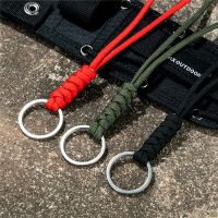 Paracord Braided Woven Keychain Wrist Rope Bracelet Anti-lost Rope Strap 32mm Key Ring Tactical Survival Tool Backpack Buckle Key Chains