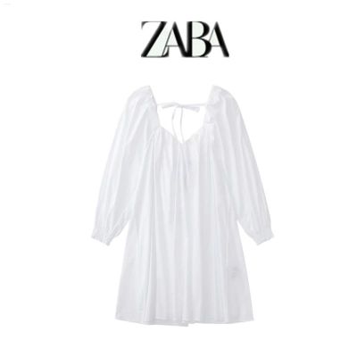 UR ZA COS เสื้อผ้าสตรีสีขาวชุดเดรสแขนพองคอปพลินรูปหัวใจสีขาว5854021 250