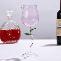 Unique Rose Shaped Red Wine Glasses Exquisite Stable Base Pink Rose Shape Goblet Cup Champagne Glasses For Home Party Decor