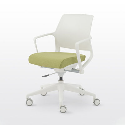 modernform เก้าอี้สำนักงาน รุ่น U40 เฟรมขาว พนักขาว และเบาะหุ้มผ้าสีเขียว ขาไนลอน