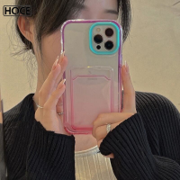 ?HOCE เคสสำหรับไอโฟนช่องเสียบการ์ดโทรศัพท์ไล่ระดับสี14 13 Pro Max 12 11 XR XS Max X 7 8 Plus SE 2020เคสนิ่มใสกันกระแทก