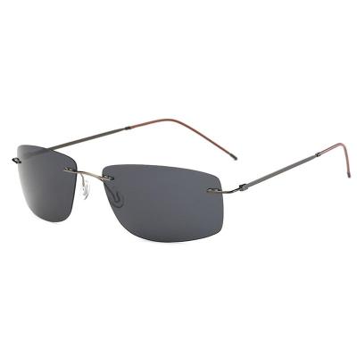 Fashion Titanium Polarized Sunglasses Square Rimless Polaroid Brand Designer Gafas Men Square Sun Glasses Sunglasses for Men Women