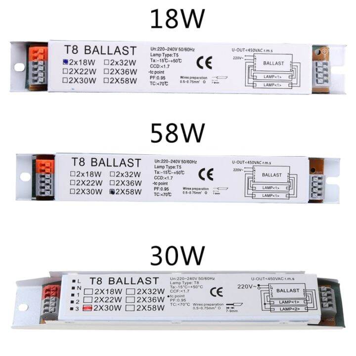 220240V AC 2x18W/2x30W/2x58W/2x36W/1x36W Wide Voltage T8 Electronic