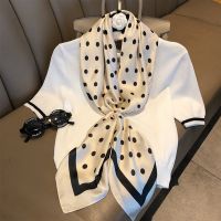 Ladies Classical Design Soft Shawl Hijab 90x90cm Polka Dot Printed Square Imitated Silk Scarf