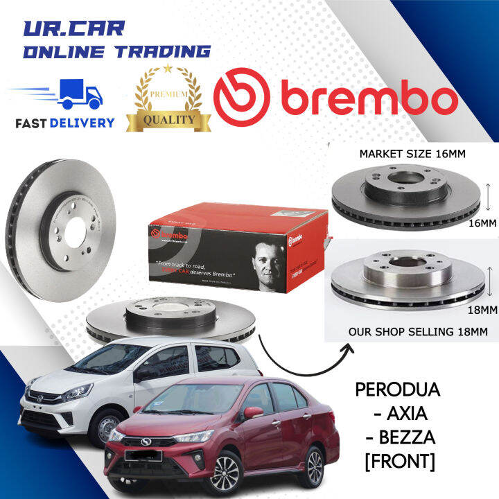 BREMBO PERODUA DISC BRAKE ROTOR & BRAKE PAD AXIA , BEZZA (18MM) FRONT