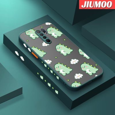 เคส JIUMOO สำหรับ Xiaomi MI POCO M2 Redmi 9 9A การ์ตูนไดโนเสาร์น้อยกันกระแทกเคสโทรศัพท์เนื้อแข็งขอบสี่เหลี่ยมปลอกซิลิโคนนิ่มคลุมทั้งหมดเคสป้องกันเลนส์กล้อง
