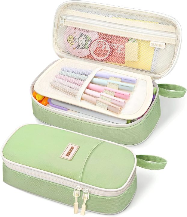 SUNEE Cute Pencil Case, Aesthetic Pen Pouch, Colored Large Pencil Bag ...