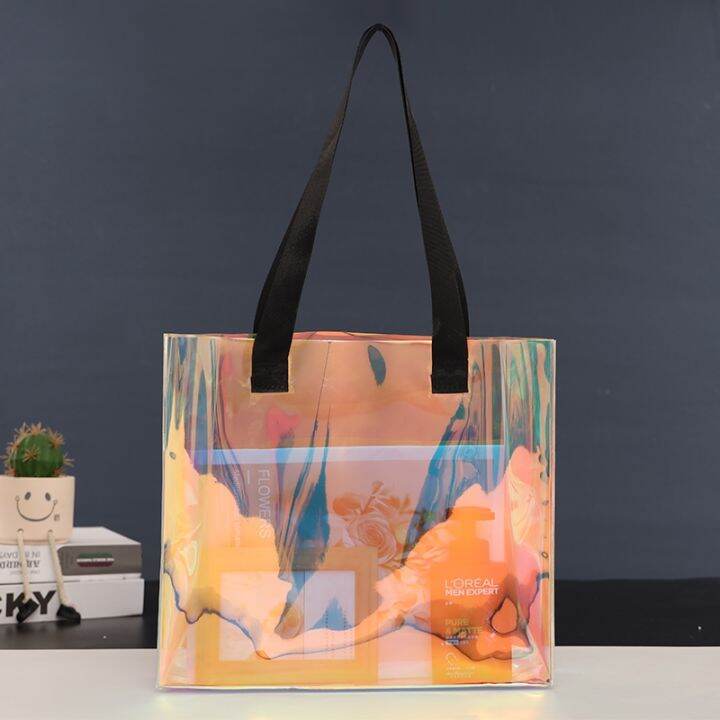 colorful-laser-handbag-custom-pattern-pvc-transparent-laser-bag-jelly-bag-fashion-shoulder-trend-shopping-bag-may