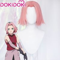 【Lao Zhang Fashion Cosplay】ในสต็อก DokiDoki อะนิเมะคอสเพลย์ Haruno ซากุระวิกผมสีชมพูน่ารักวิกผมหนุ่มรุ่น Haruno ซากุระวิกผม