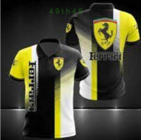 2023 F1 Summer Racing 3D Print F1 Ferrari2023 Summer Street Fashion T-shirt Mens Red Short Sleeve Zip Polo Top 17 high-quality