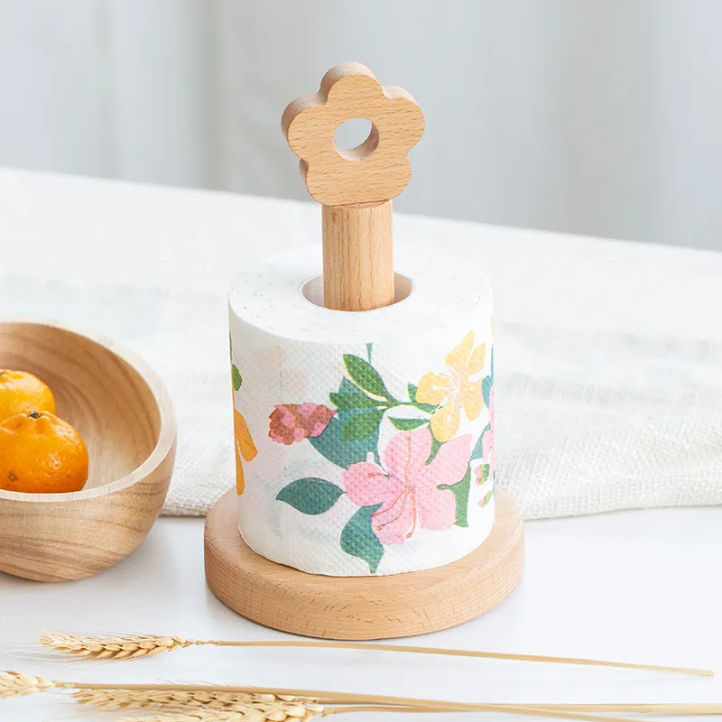 Creative Kitchen Vertical Beech Paper Towel Rack Japanese-Style