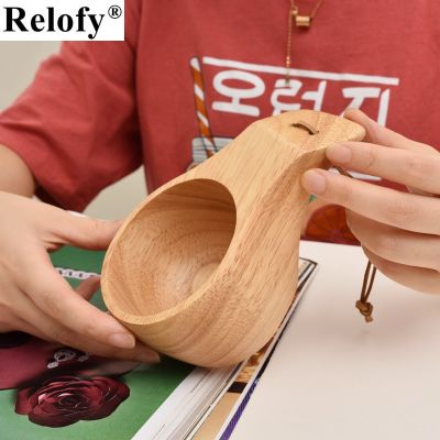 200ml Rubber Wood Cup with Handle Milk Coffee Handy Mug Outdoor Portable Creative Personality Breakfast Oat Wood Cup Drinkware