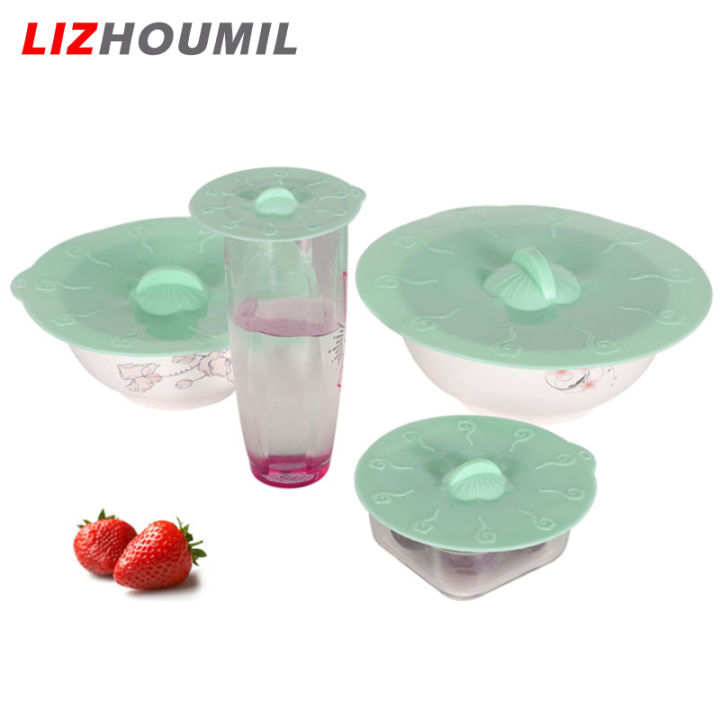 lizhoumil-ฝาดูดสำหรับเก็บอาหาร4ชิ้นสำหรับถ้วยหม้อชามกระทะตู้เย็นเตาอบชามซิลิโคน