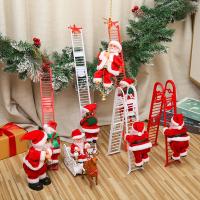 【CW】 Ladder Climbing Santa Claus Battery Plush Doll Toy with Music Fireplace NEW YEAR Gift Home Decor Holiday Christmas Decoration