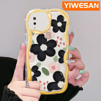 YIWESAN เคสสำหรับ VIVO Y85 V9 V9เยาวชน V9โปร Y85A Z1i Z3x ภาพวาดน้ำมันเคสลายดอกไม้สีดำสีสันสดใสลายคลื่นเนื้อครีมเคสโทรศัพท์โปร่งใสนิ่มเคสป้องกันซิลิโคนใส