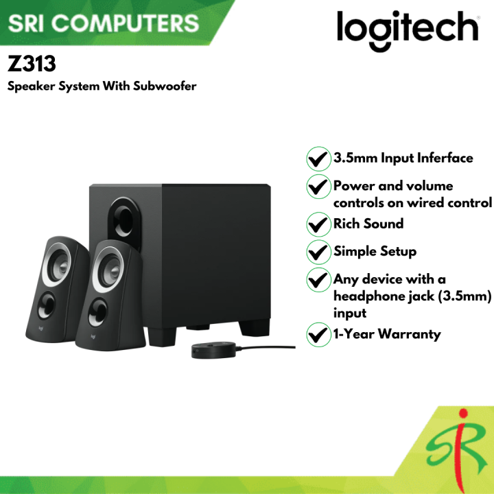 Logitech Z313 Speaker System With Subwoofer [1YEAR WARRANTY] Lazada