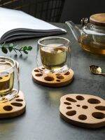 1pc-Lotus Root Coaster Wooden Simulation Kung Fu Tea Cup Heat Insulation Pad Anti-Scald Japan Style Placemat Meal