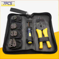 คีมย้ำสายไฟ คีมย้ำหางปลา คีมย้ำ เปลี่ยนหัวได้ 5 ชิ้น พร้อมกระเป๋า Wire Crimper Set Decrustation Engineering Ratchet Terminal Crimping Plier Electrical Hand Tool With Screwdriver 4 Spare Terminals.1