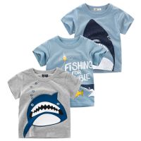 Shark Printed New Summer Tops Shirts Fashion Boys Girls Clothing Short Sleeve Cotton Kids Cartoon T-shirt