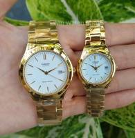 Casio นาฬิกาคู่รัก รุ่น MTP-1170N-7A และ LTP-1170N-7A สายแสตนเลสสีทองหน้าปัดขาว สุดหรู ของแท้ 100% ประกันศูนย์ 1ปี