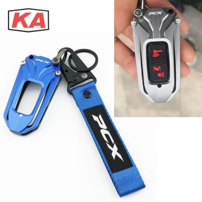 Motorcycle Accessories For PCX 125 150 160 PCX160 PCX125 2021-2022 CNC Aluminum Key Cover Case Shell amp; Embroidery Badge Keyring