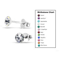 Silver thai Crystal Stud Earring 925 Sterling Silver  925 ต่างหูคริสตัลเงินแท้925