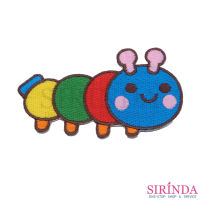 ตัวรีดการ์ตูนหนอนหน้ายิ้ม ตัวรีดติดเสื้อ อาร์มปักตกแต่ง DIY EMBROIDERY PATCH (00080383)