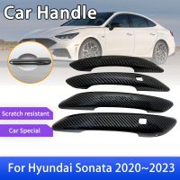 ฝาครอบที่จับประตูสมาร์ทคาร์บอนไฟเบอร์สำหรับ Hyundai Sonata 8 DN8 2020 2021 2022 2023อุปกรณ์แต่งภายนอกรถตกแต่งสติกเกอร์ตกแต่ง