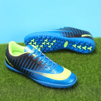 Hot New Blue Boys Turf Soccer Shoes Outdoor Training Sport Football Shoes Men Cleats Boots Breathable Antiskid chuteira futsal