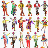 Halloween Adult Children Clown Costume Joker Cosplay Costumes Dance Performance Costumes Carnival Party Dress No Wig