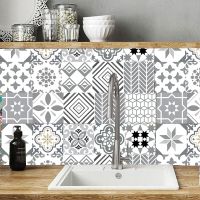 ✎✠∈ Grey Geometry Pattern Tile Floor Stair Sticker Bathroom Kitchen Decoration Waterproof Wall Sticker Peel amp; Stick Art Wallpaper