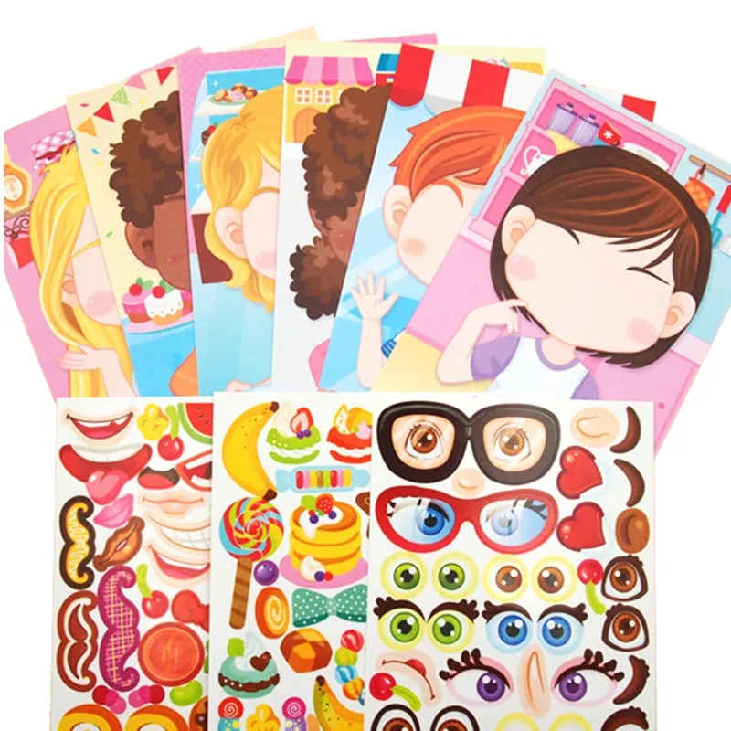 Children DIY Make a Face Sticker Books for Kids Toddlers New Puzzle Games Fun Toys Gift Cartoon Animal Princess Reusable Sticker Children DIY Make a Face Sticker Books for Kids Toddlers New Puzzle Games Fun Toys Gift Cartoon Animal Princess Reusable Sticker