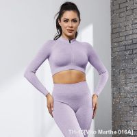 ♘ Vito Martha 016A 2022 autumn and winter new sports zipper long sleeve INS European and American fitness clothes trousers seamless yoga suit manufacturers