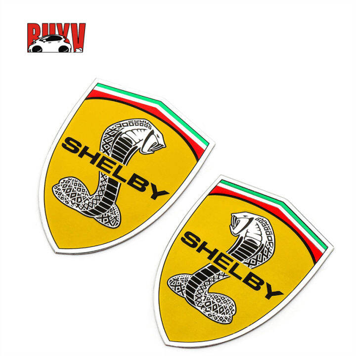 Pair Left & Right Plastic Cobra Emblems For Ford Mustang Shelby (Scott Drake, Chrome)