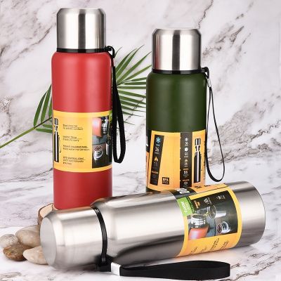 ✥♣☊  Russian 304 stainless steel all-steel portable rope-lifting sports kettle travel creative large-capacity insulation cup