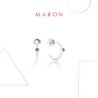 MARON✨ [ของแท้] ต่างหูเสริมดวง ต่างหูพลอยแท้ เงินแท้ แถมฟรี ผ้าเช็ดเครื่องประดับ มีใบรับประกัน พร้อมกล่อง พร้อมส่ง I My DAYS Hoop Earring with Blue Topaz