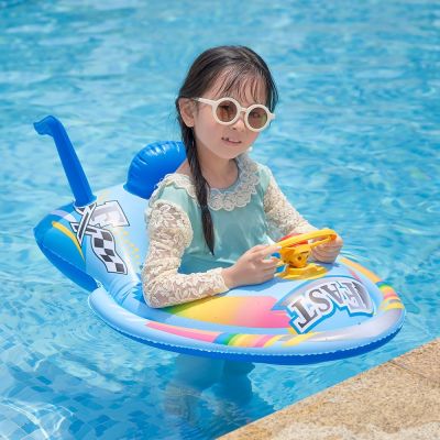 Rooxin Motorboat Inflatable Swimming Ring Baby Float Ring Water Seat with Steering Wheel Beach Party Pool Toys for Swimming