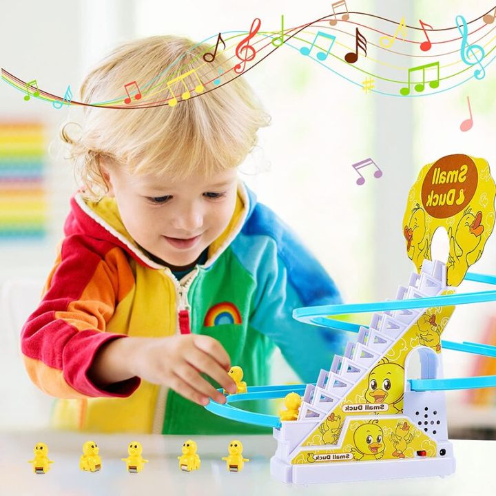 ของเล่นเป็ดไฟฟ้าไฟ-led-ของเล่นไต่บันไดไฟฟ้าสำหรับเด็กเด็กหญิงเด็กชายของเล่นสไลด์ของเล่นสไลด์ที่มีดนตรีสำหรับเป็นของขวัญ