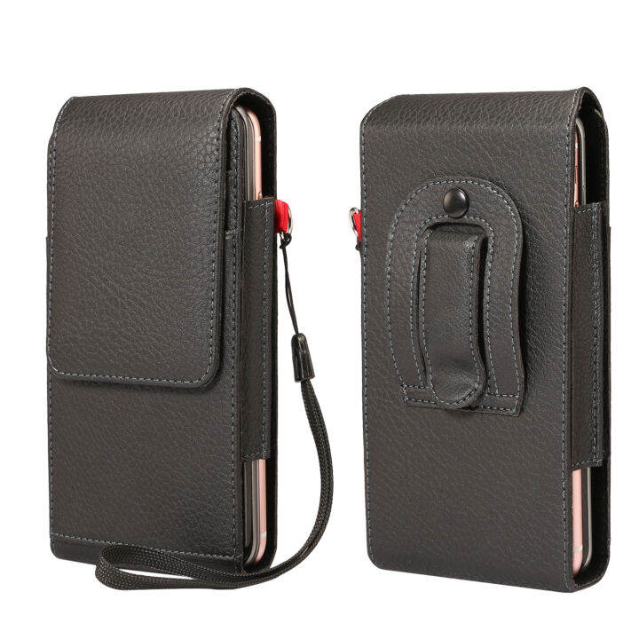 Vertical Universal Belt Phone Pouch Leather Waist Phone Bag Double