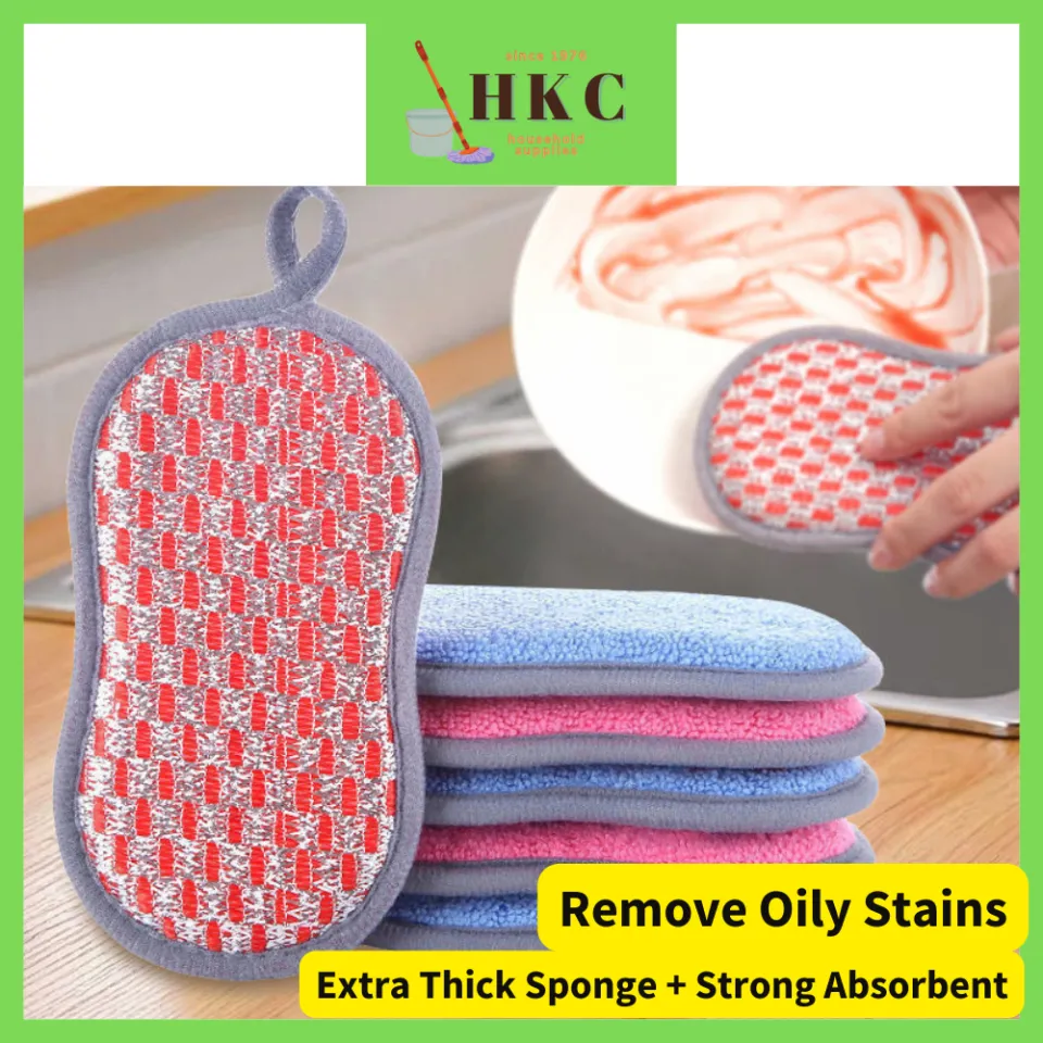 2pcs Wave Dishwashing Sponge With Thickened Sponge And Non-stick