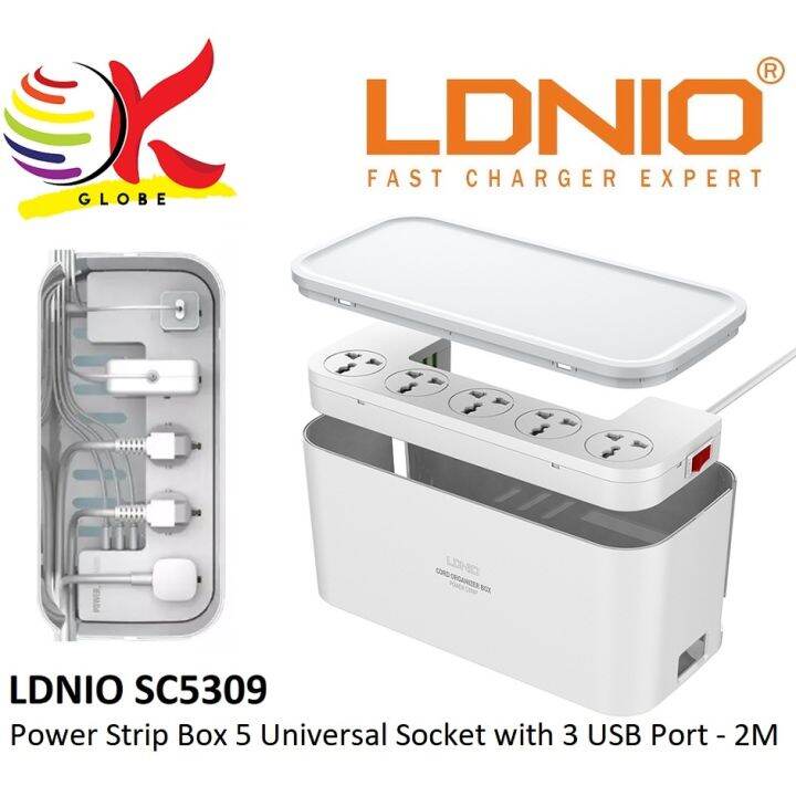 new ! LDNIO SC5309 MANAGEMENT POWER STRIP BOX 5 EXTENSION SOCKET PORT 3
