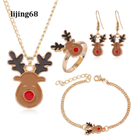 Lijing Christmas Series Snowman Bell Elk Snowflake Christmas Tree Santa Stud ต่างหูสร้อยคอสร้อยข้อมือ