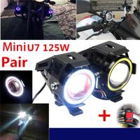 MA 【In Stock+Fast Shipping】1Pair LED Light Motorcycle Led Headlight U7 Fog Lamp Front Spot Light Spotlight Driving Nightime and Switch