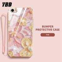 YBDเคสโทรศัพท์ดีไซน์ใหม่สำหรับ Vivo Y66 Y67 V5 V5S V5 lite Y71 Y71i Y81 Y83 ชุบน้ำมันเคสลงสีลายดอกไม้เคสแถมฟรีสายคล้อง