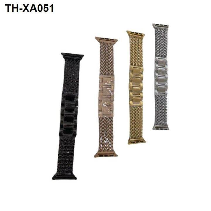 watch-strap-suitable-for-iwatch-1-7-generation-new-four-row-chain-braided-heart-shaped-stainless-steel-watch-strap